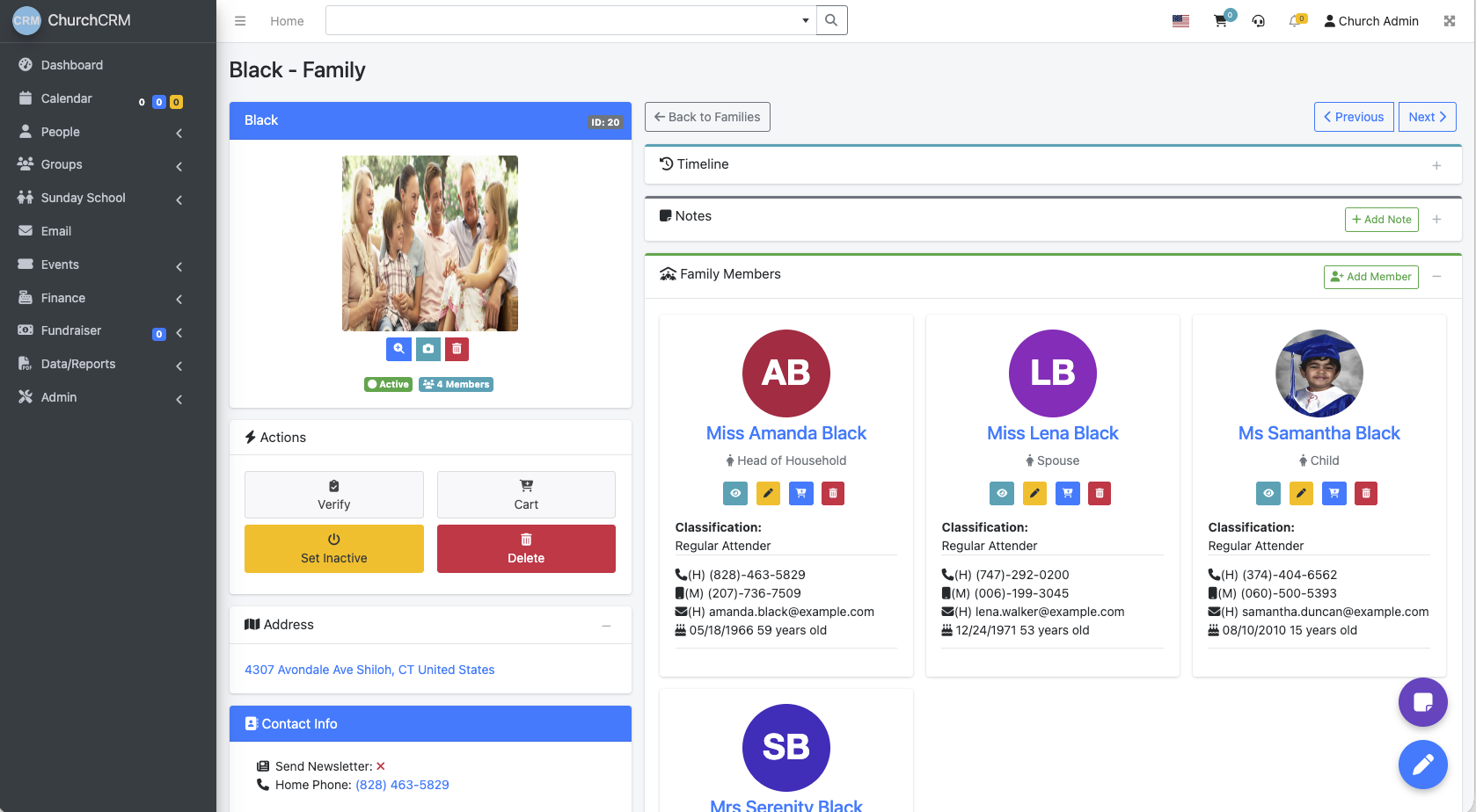 Families view screenshot